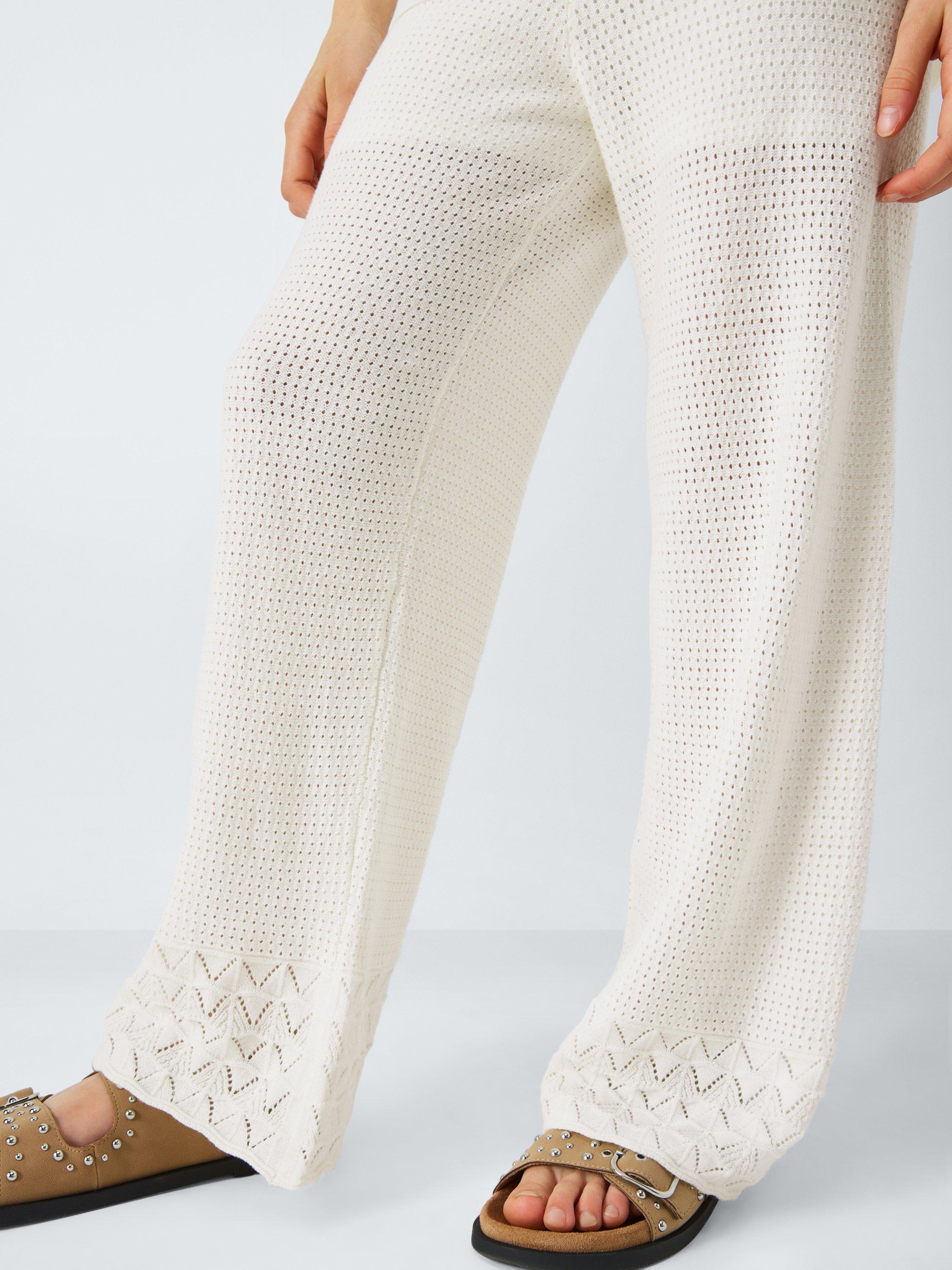 Product image 4 of 7, which shows John Lewis Kids' Crochet Knit Trousers, Cream, 8 years