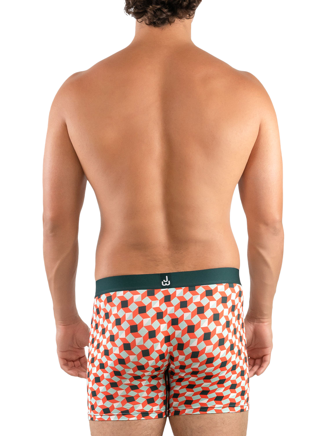 Product image 3 of 6, which shows JustWears Pro Boxers, Pack of 3, Graphic Geos Collection, Wavey/Rforest/Cross, S