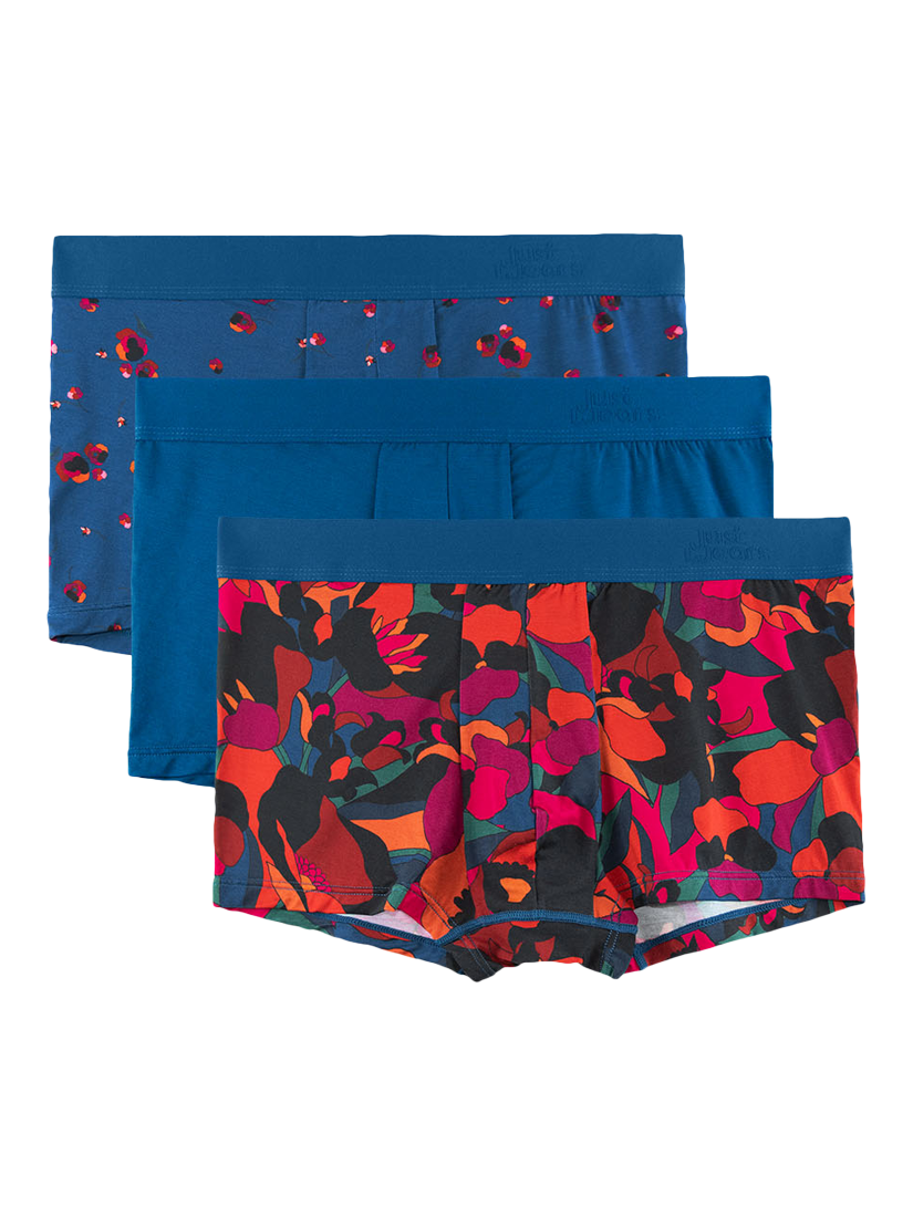 JustWears Active Trunks, Pack of 3, Fall Florals Collection