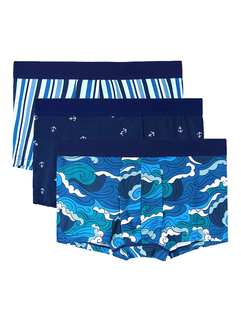 JustWears Active Trunks, Pack of 3, Smooth Sailing Collection