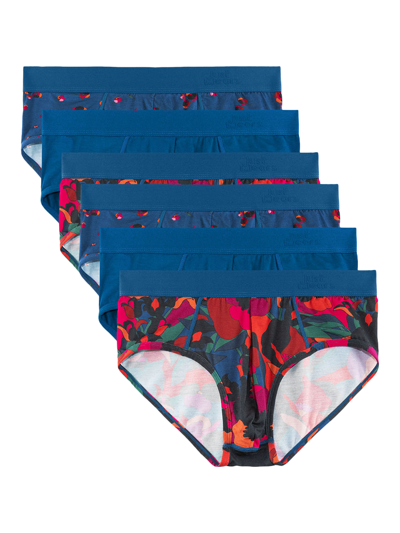 JustWears Pro Briefs, Pack of 6, Fall Florals Collection