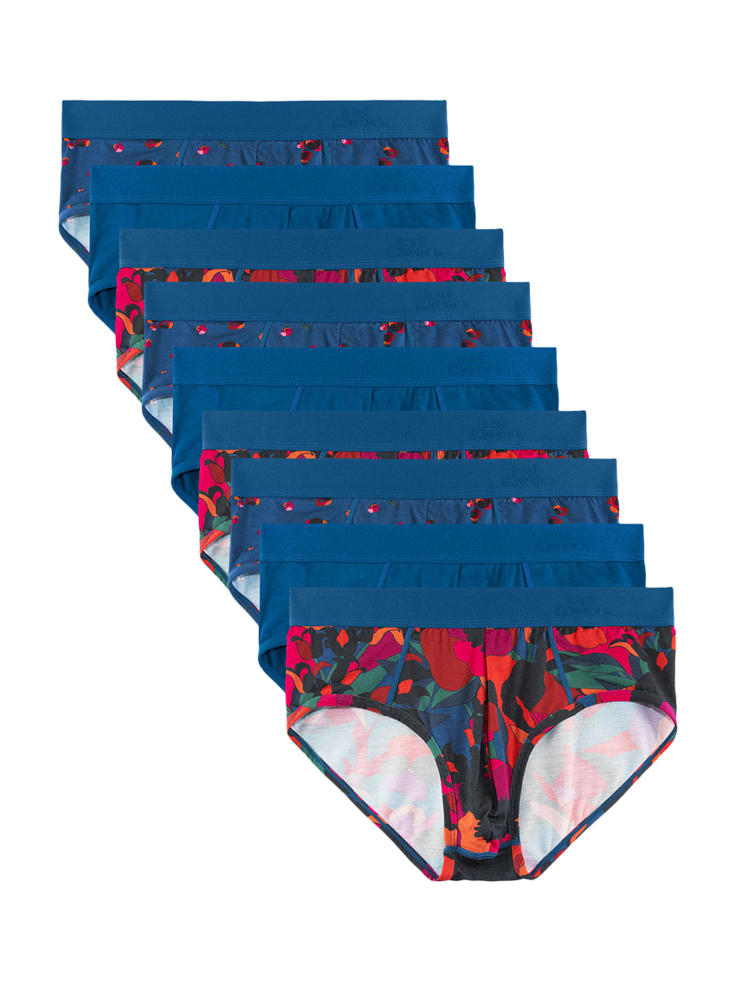 JustWears Pro Briefs, Pack of 9, Fall Florals Collection