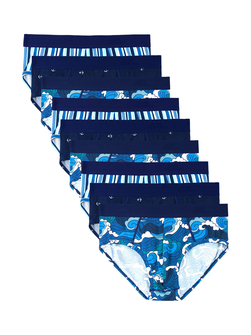 JustWears Pro Briefs, Pack of 9, Smooth Sailing Collection