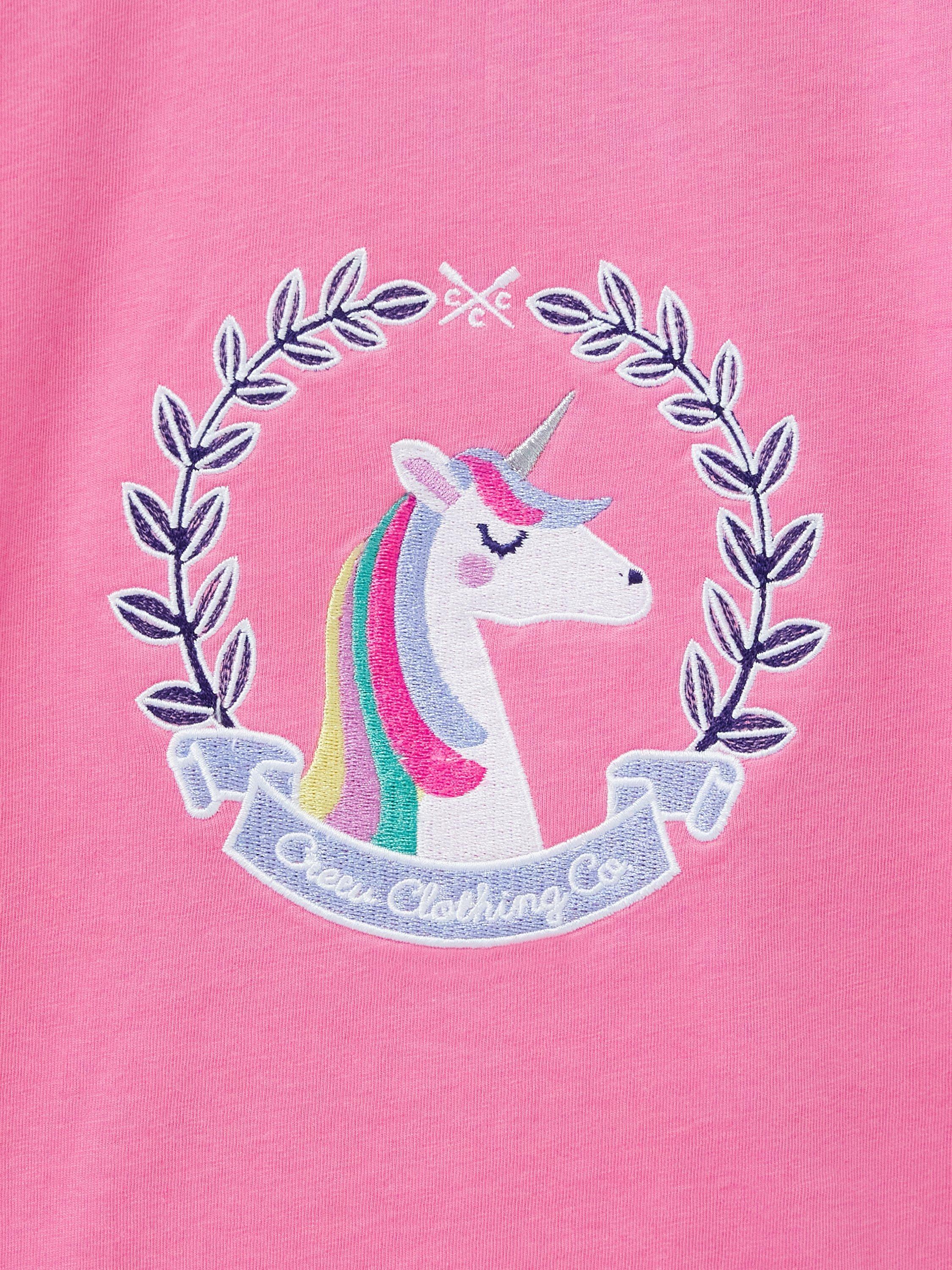 Product image 2 of 3, which shows Crew Clothing Kids' Cotton Unicorn T-Shirt, Pastel Pink/Multi, 8-9 years