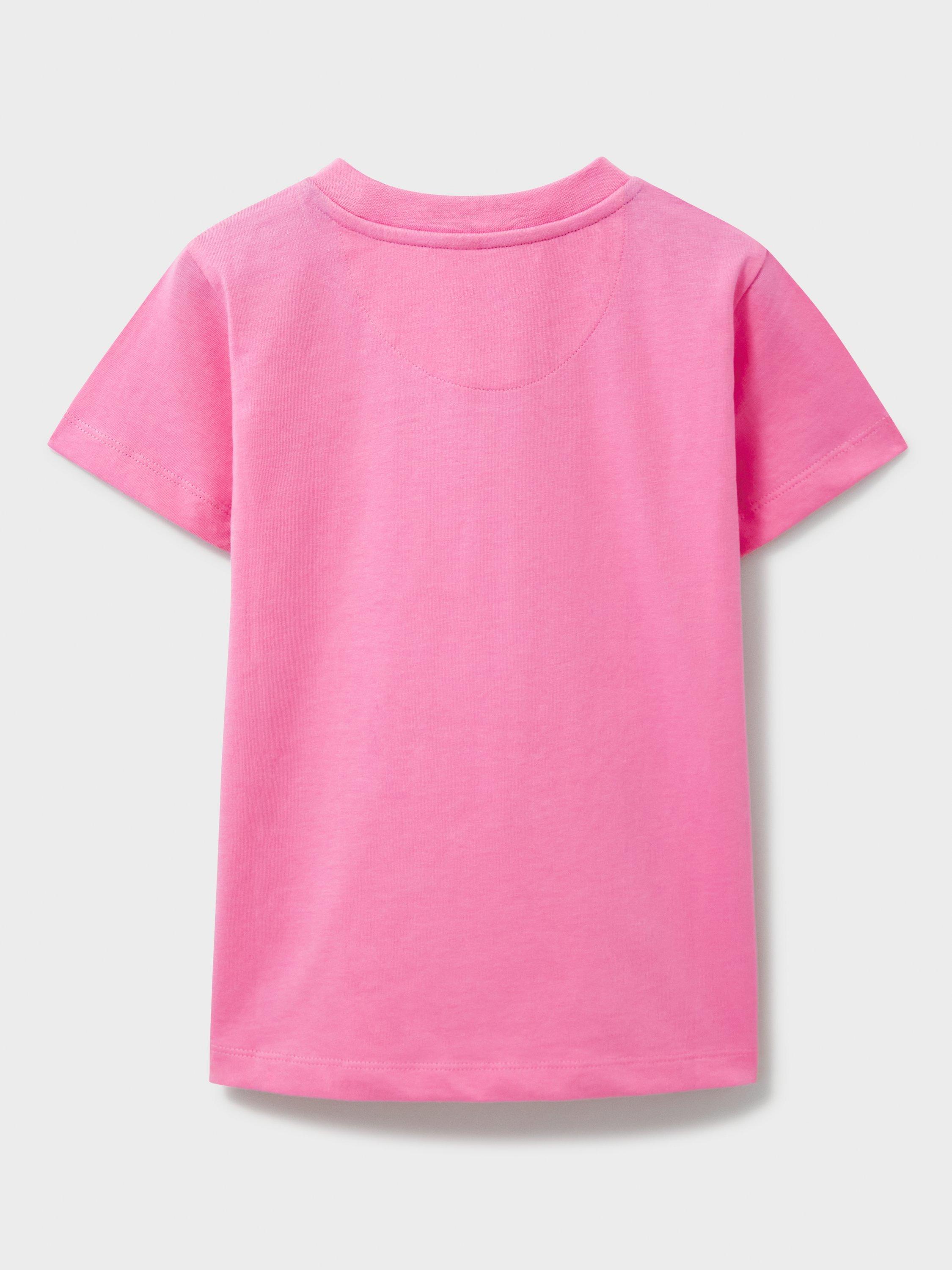 Product image 3 of 3, which shows Crew Clothing Kids' Cotton Unicorn T-Shirt, Pastel Pink/Multi, 8-9 years