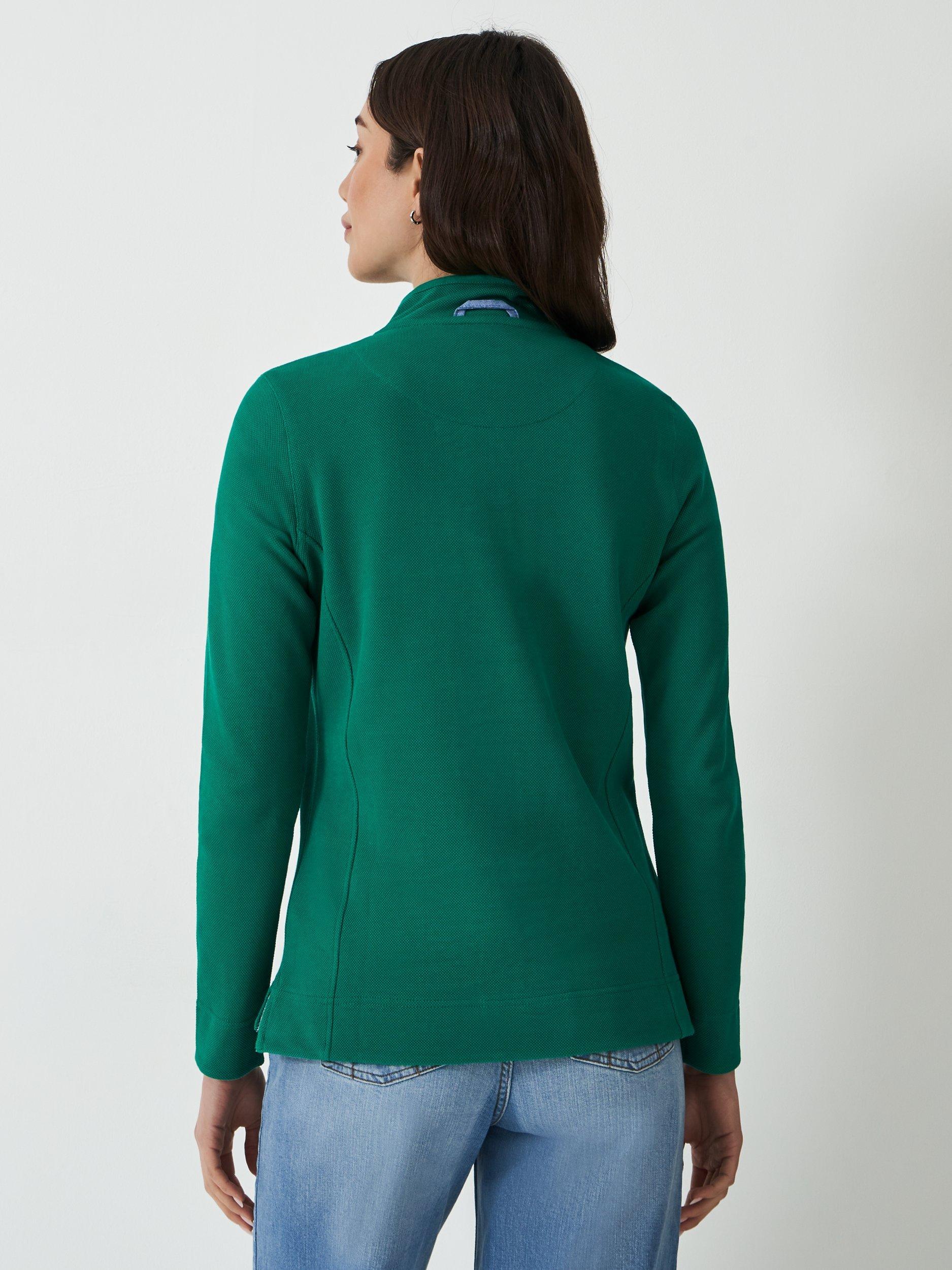Product image 2 of 5, which shows Crew Clothing Half Button Sweatshirt, Emerald Green, 8