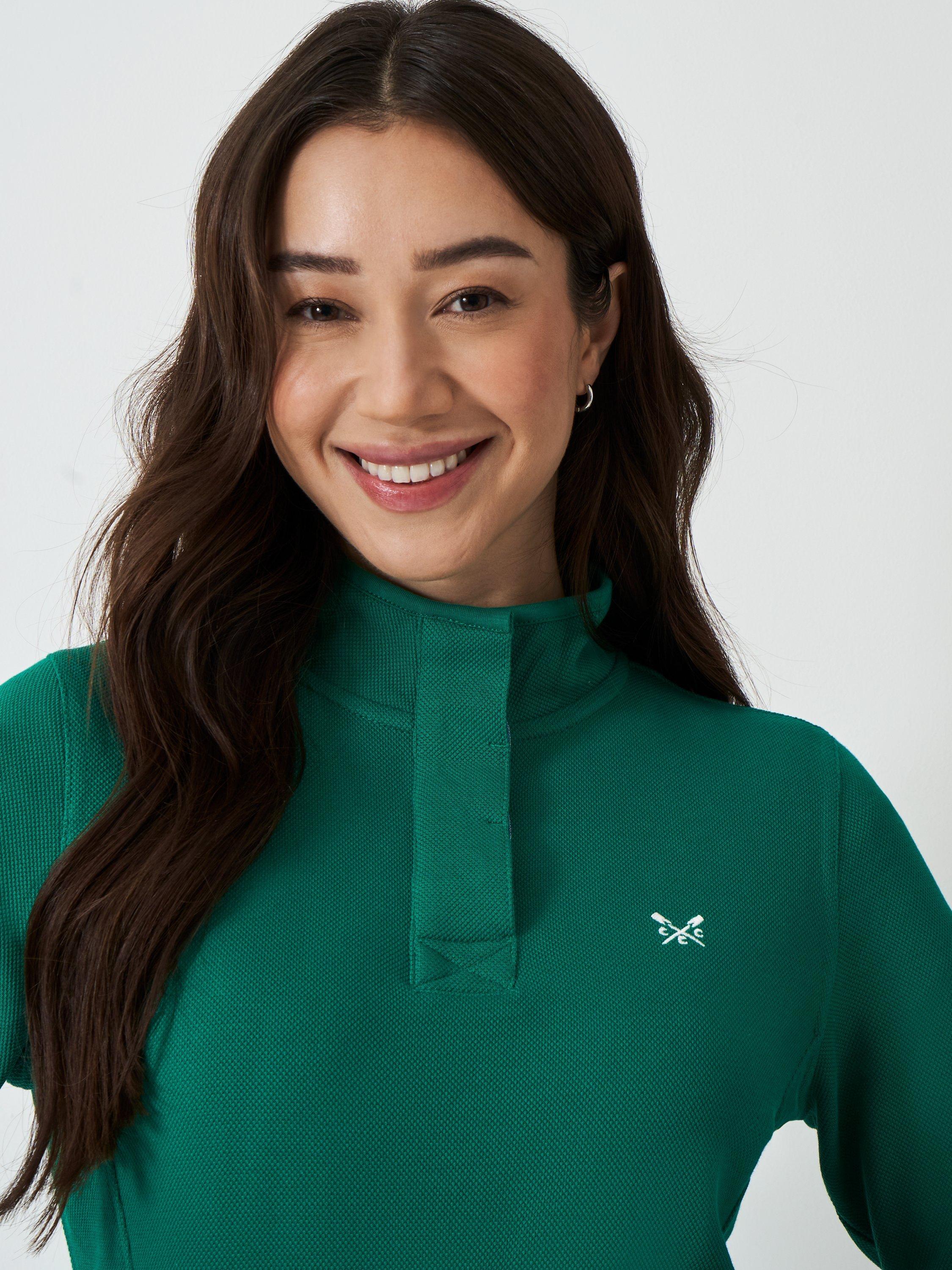 Product image 4 of 5, which shows Crew Clothing Half Button Sweatshirt, Emerald Green, 8
