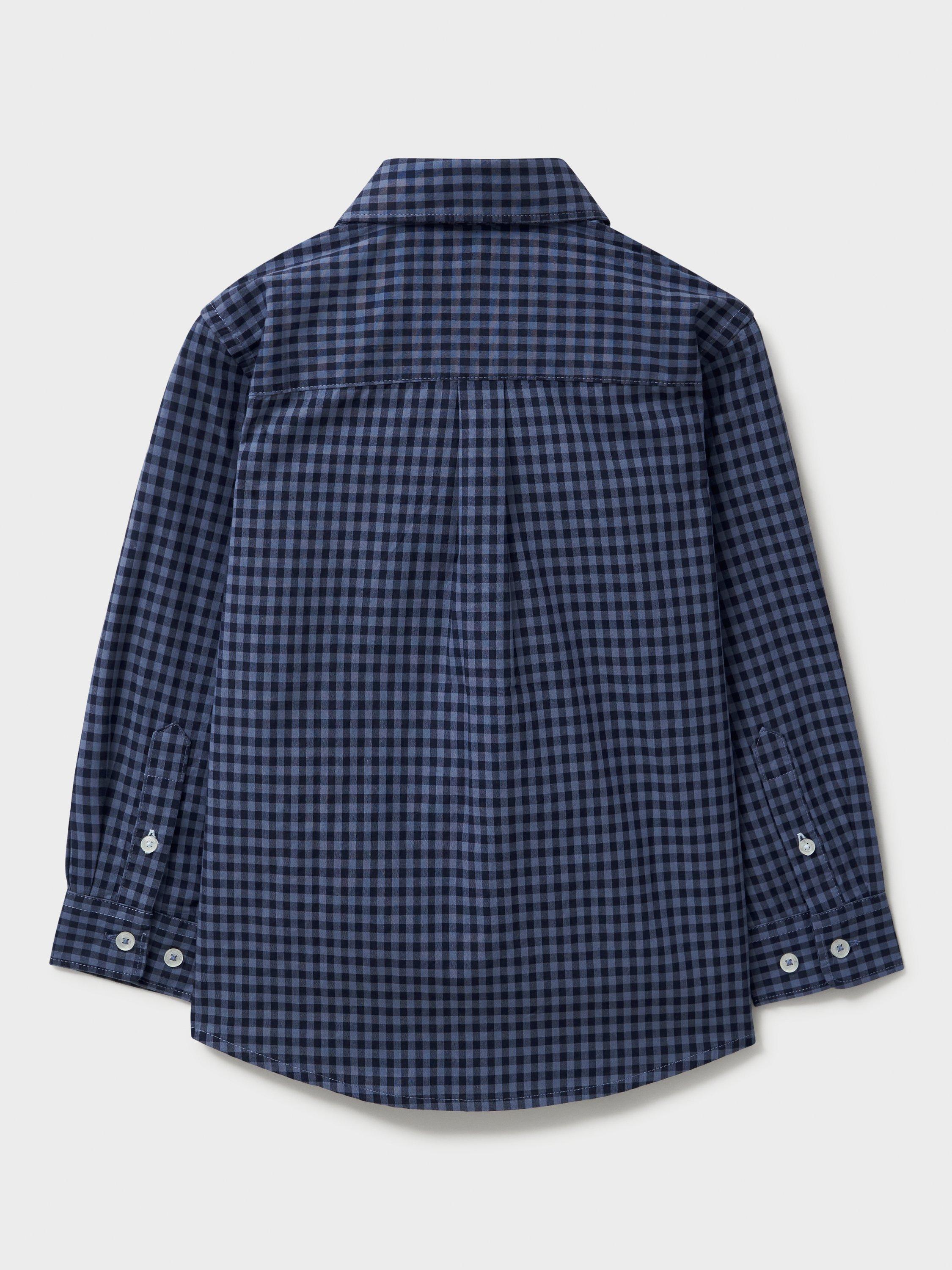 Product image 3 of 3, which shows Crew Clothing Kids' Gingham Cotton Shirt, Bright Blue, 8-9 years