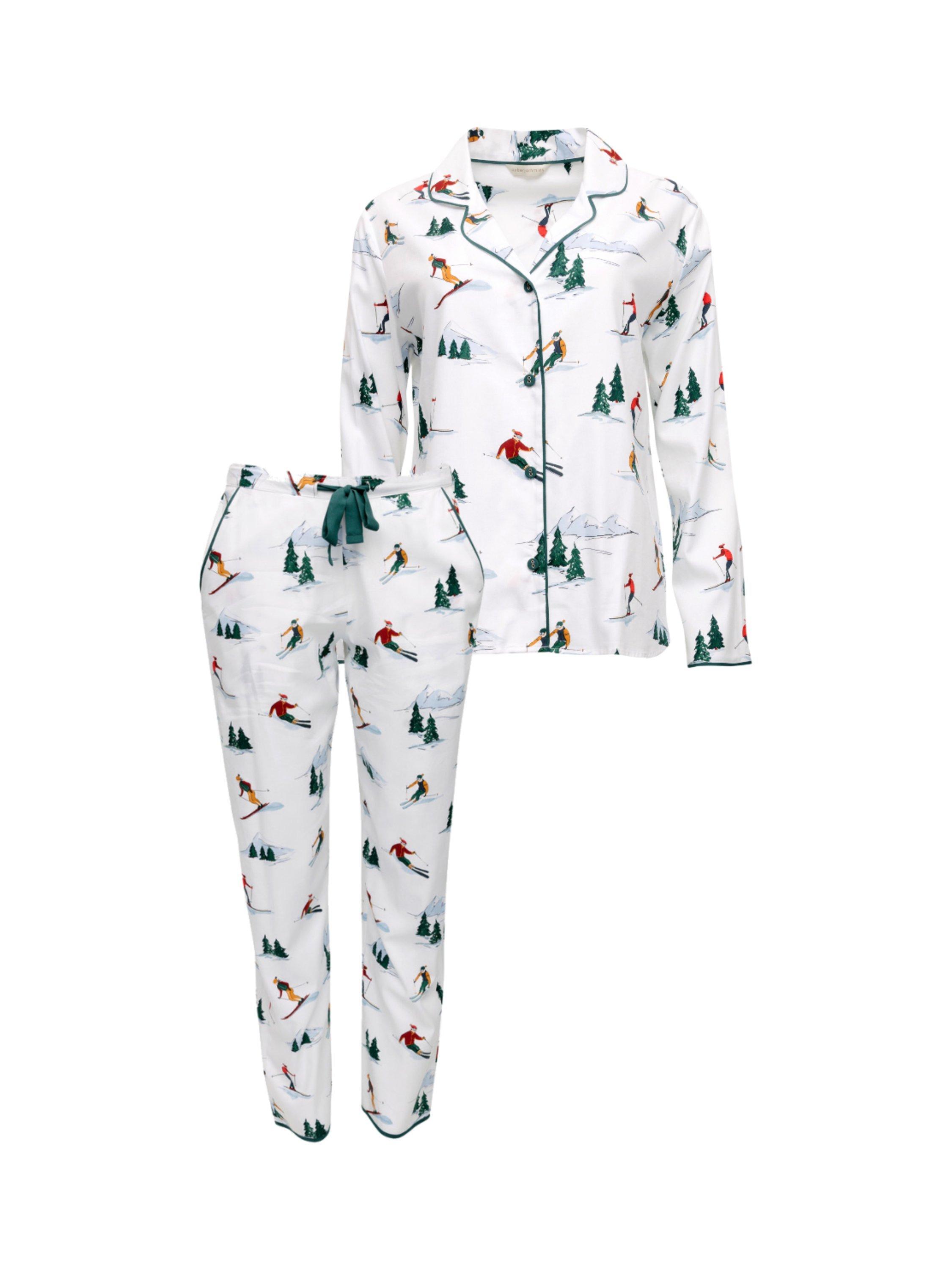 Product image 4 of 4, which shows Cyberjammies Whistler Ski Print Pyjama Set, White, 8