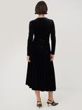 Jigsaw Velvet Ruched Dress, Black