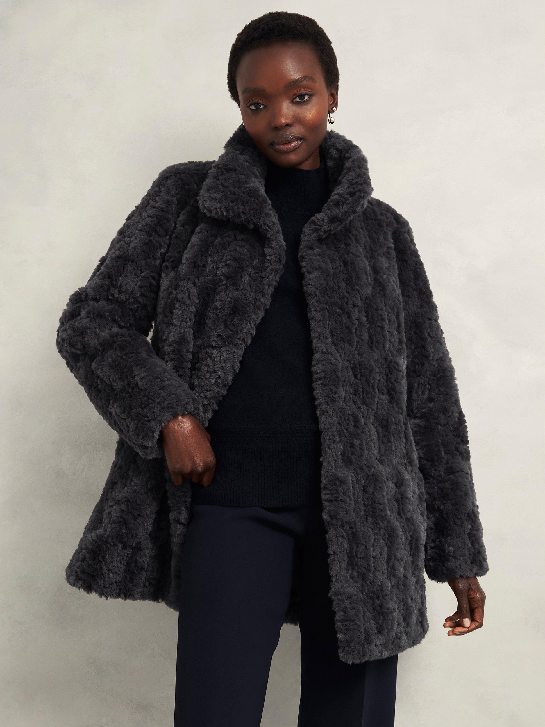 Dorothy perkins black faux fur collar coat best sale