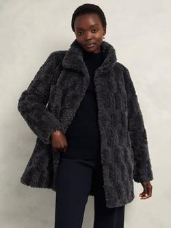Hobbs Briony Faux Fur Jacket, Dark Charcoal, Dark Charcoal