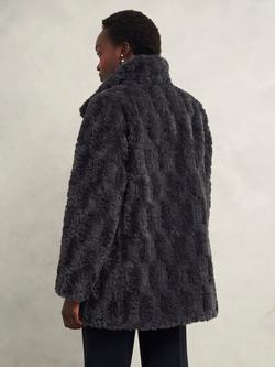 Hobbs Briony Faux Fur Jacket, Dark Charcoal - view 2, Dark Charcoal