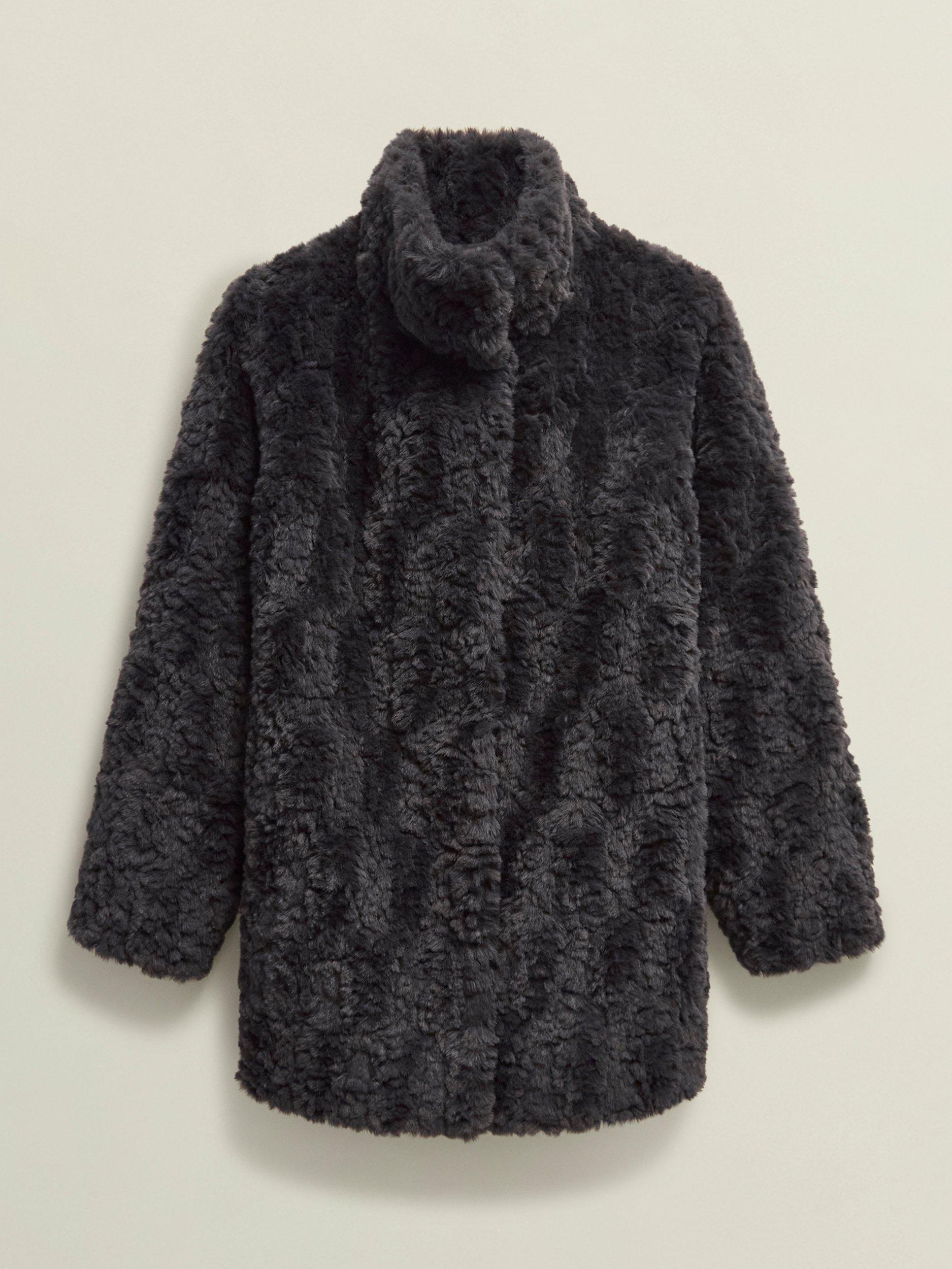 Product image 4 of 7, which shows Hobbs Briony Faux Fur Jacket, Dark Charcoal, L