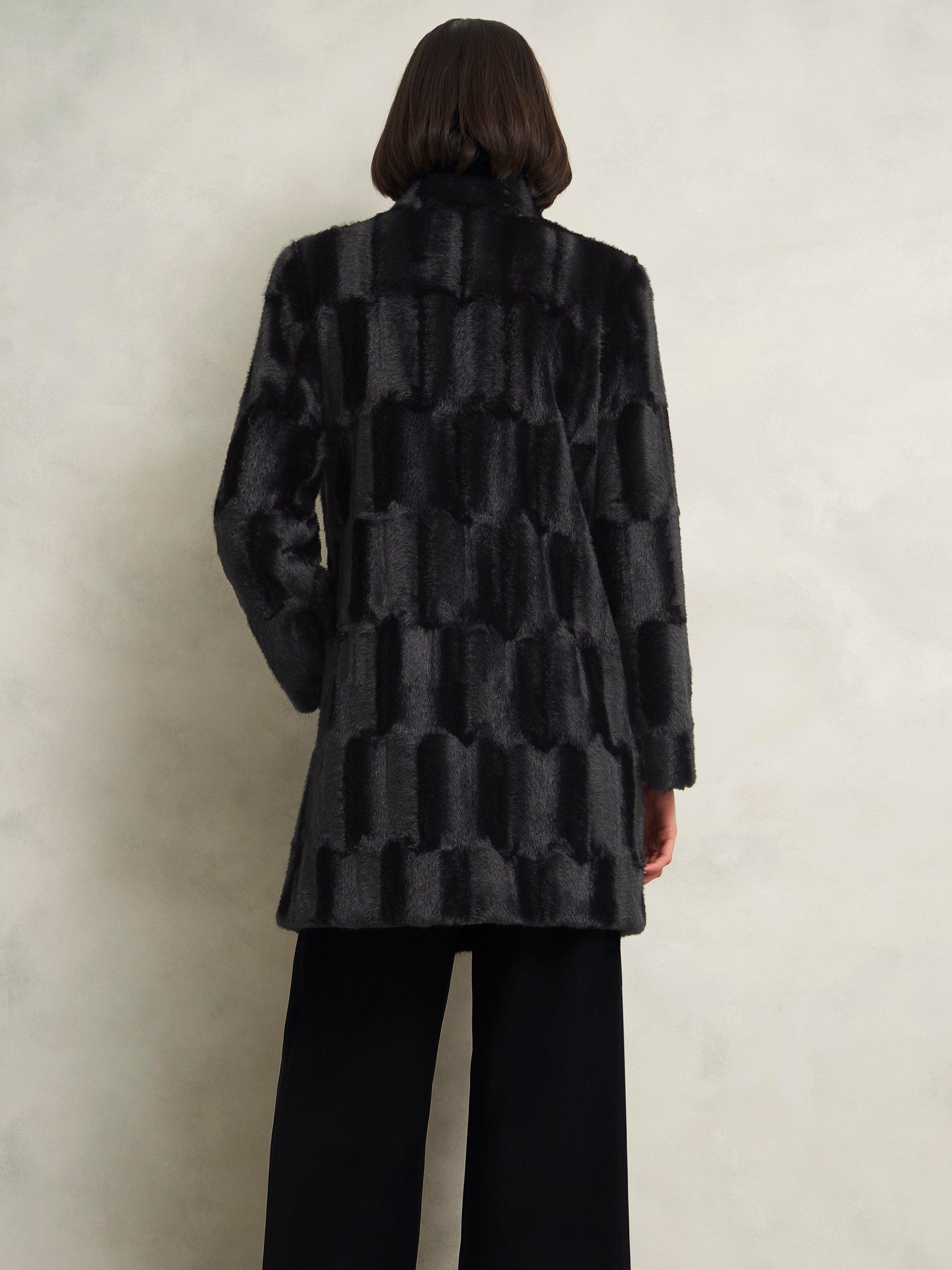 Product image 2 of 6, which shows Hobbs Rosanne Faux Fur Coat, Black, XS