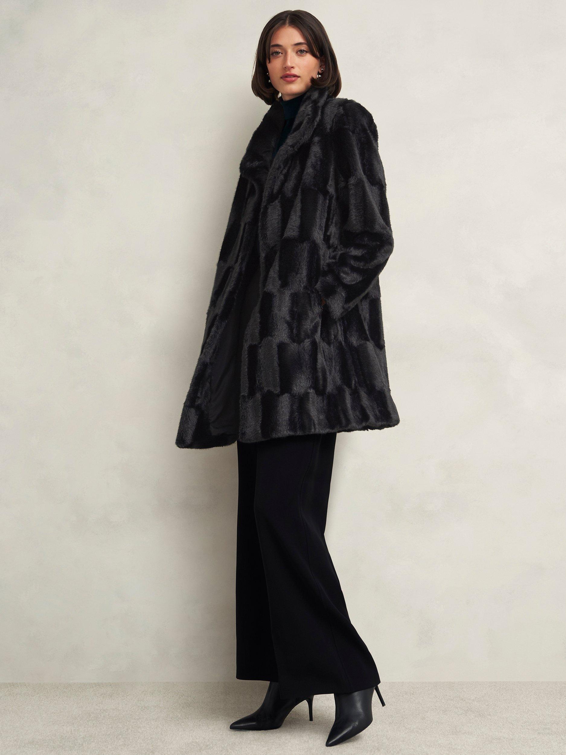 Product image 6 of 6, which shows Hobbs Rosanne Faux Fur Coat, Black, XS