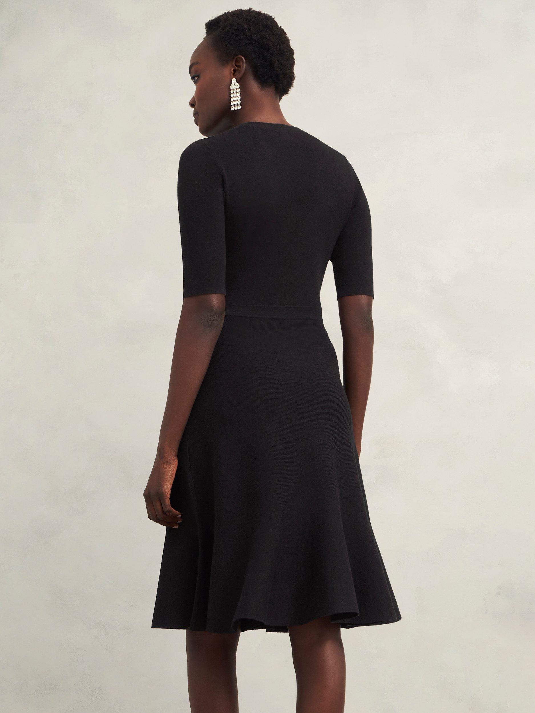 Product image 2 of 5, which shows Hobbs Cece Knitted Knee Length Dress, Hobbs Black, 16