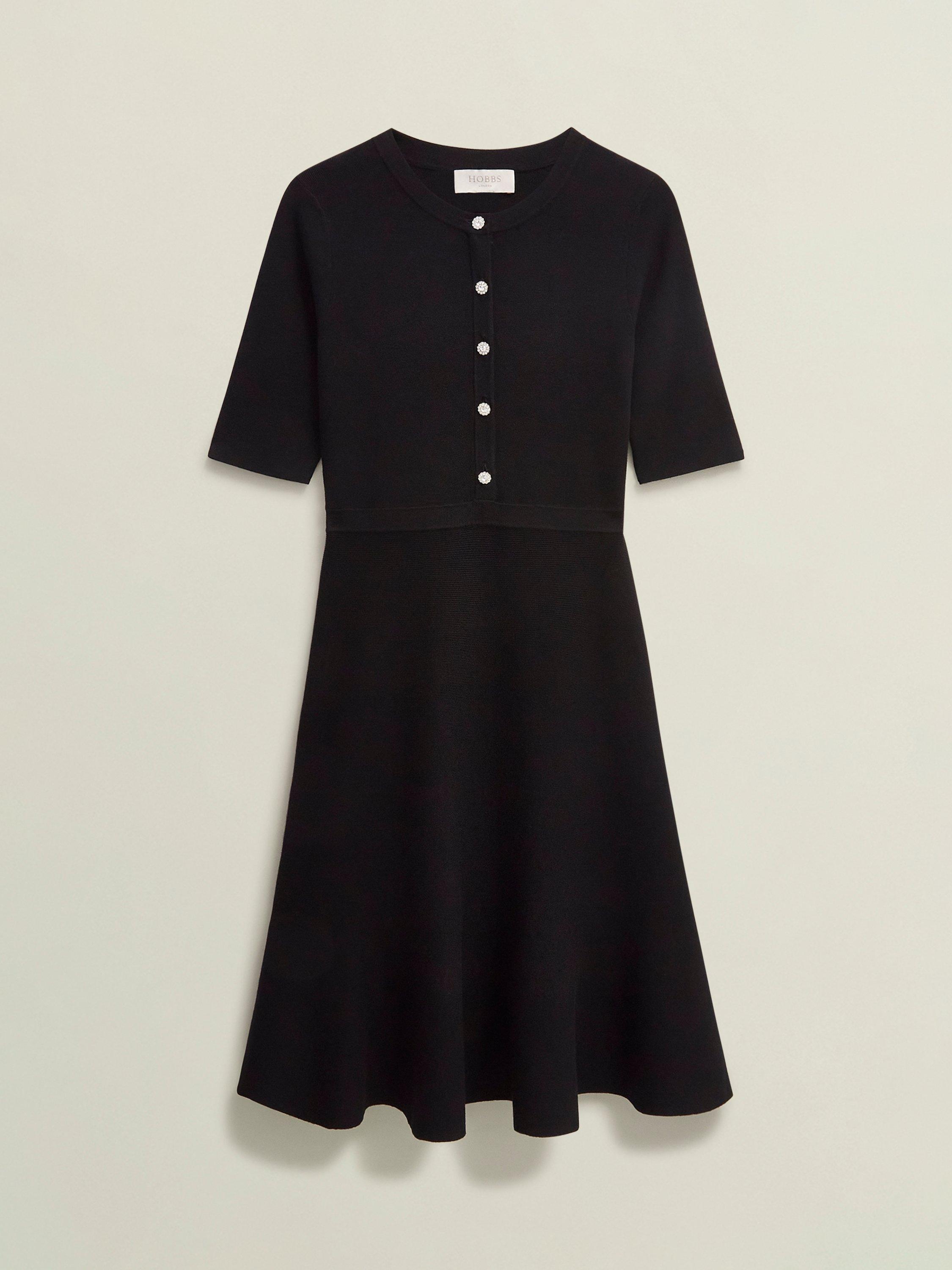 Product image 4 of 5, which shows Hobbs Cece Knitted Knee Length Dress, Hobbs Black, 16