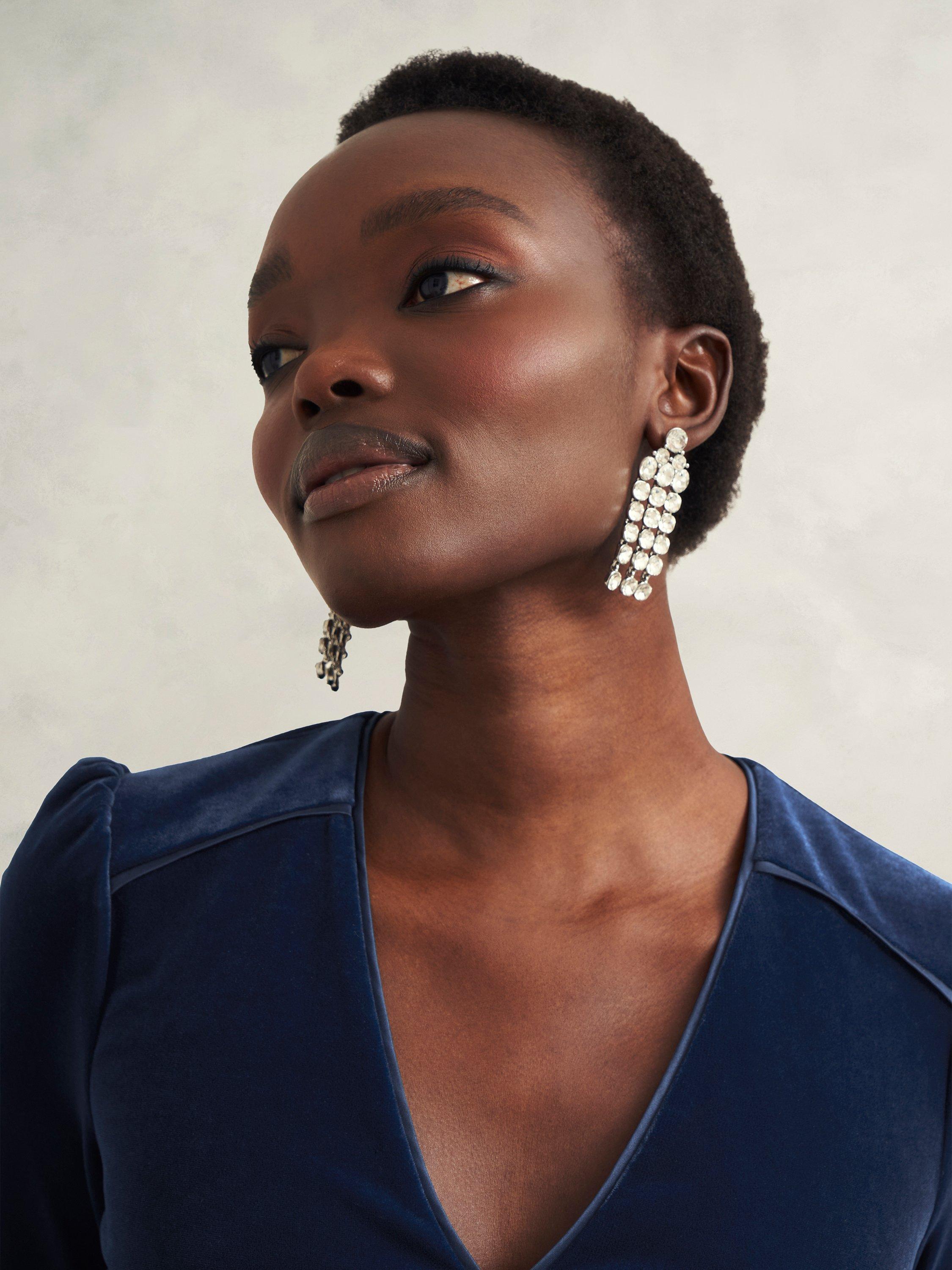 Product image 5 of 6, which shows Hobbs Mary Velvet Dress, Riverside Blue, 10