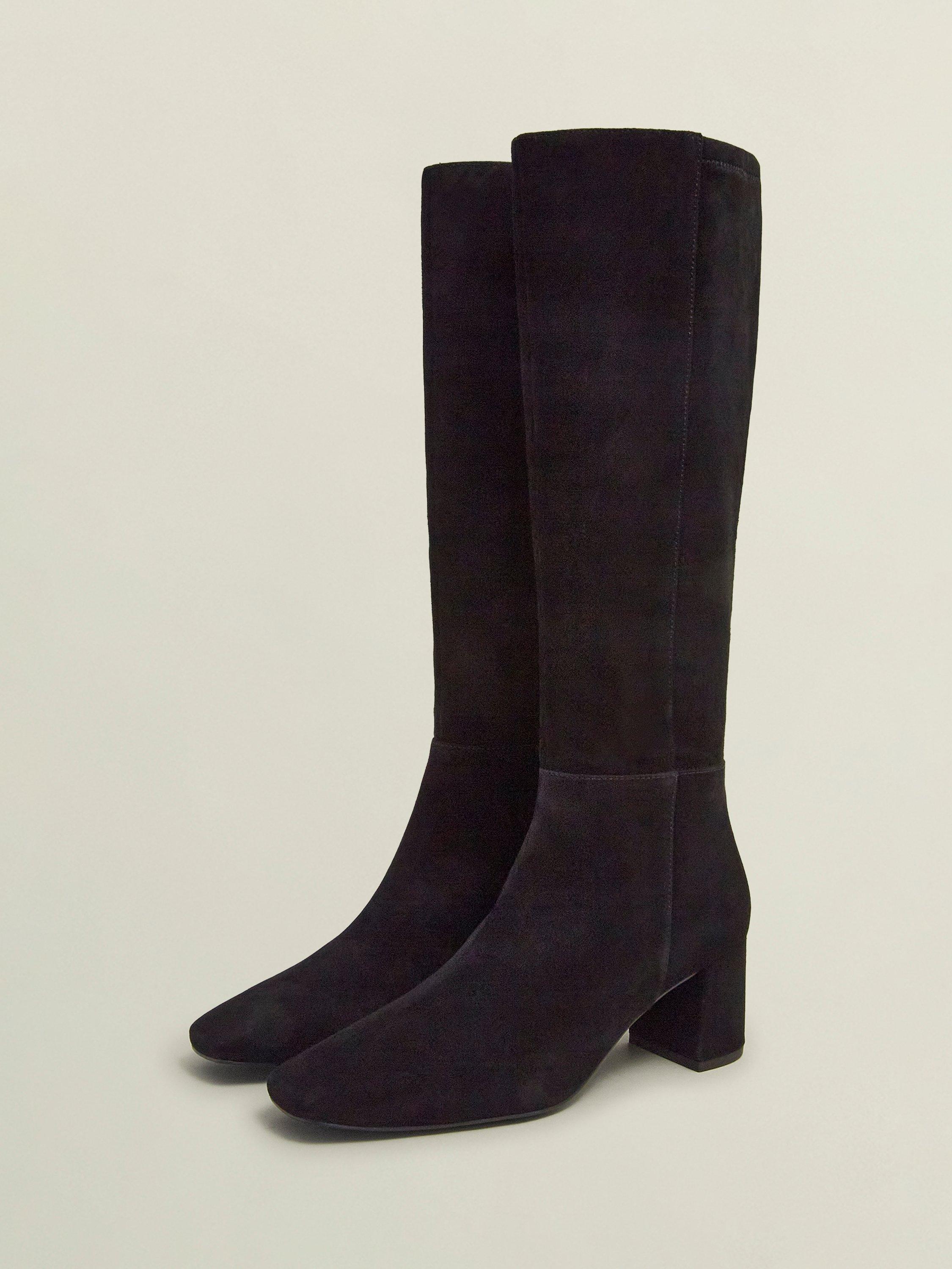 Product image 3 of 5, which shows Hobbs Betsy Suede Knee High Boots, Black, 4