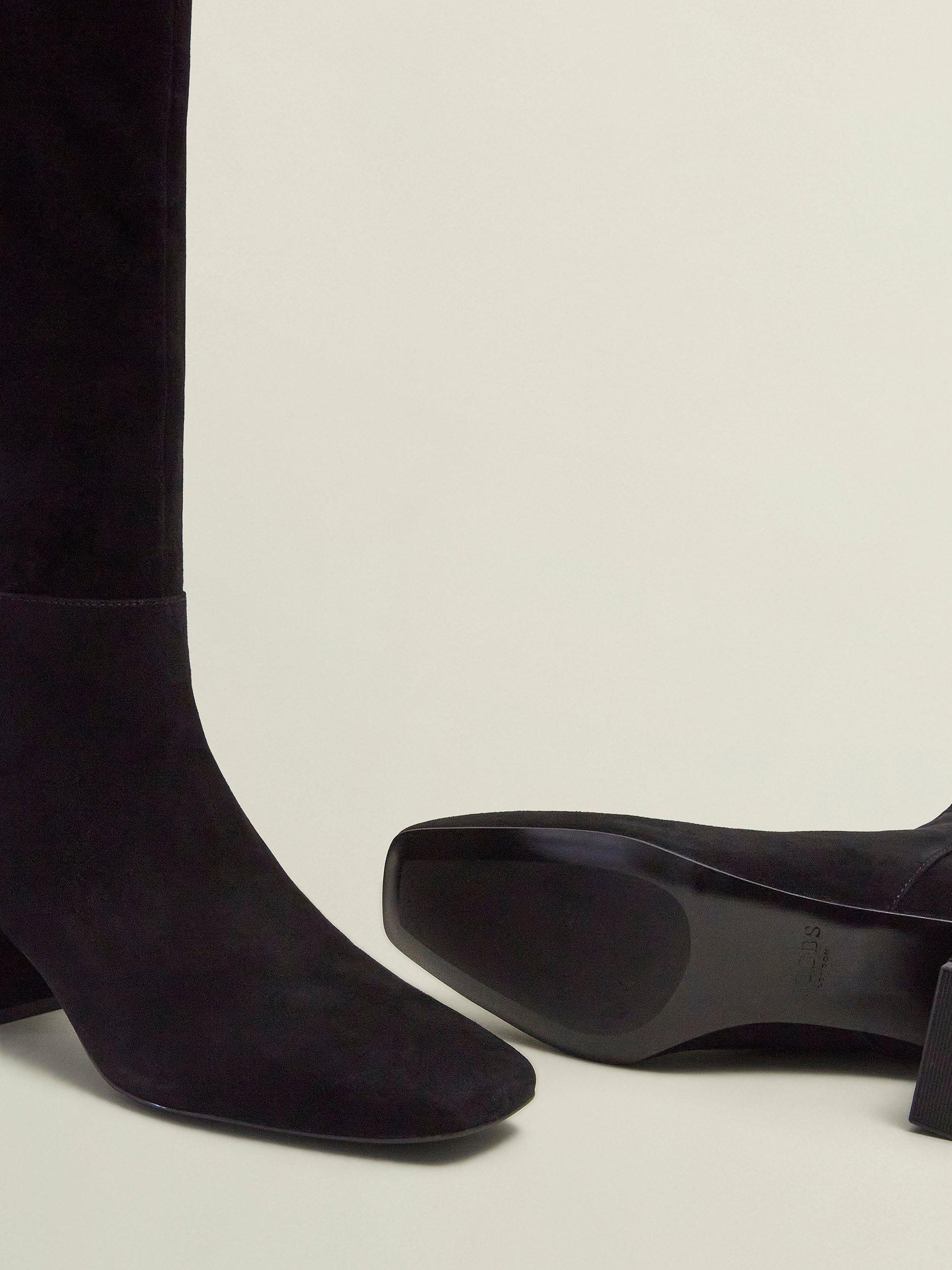 Product image 4 of 5, which shows Hobbs Betsy Suede Knee High Boots, Black, 4
