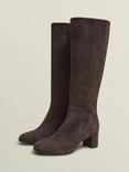 Hobbs Caroline Suede Knee High Boots, Chocolate Brown