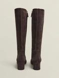 Hobbs Caroline Suede Knee High Boots, Chocolate Brown