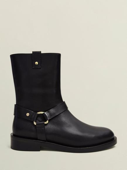 Hobbs Effie Leather Biker Boots, Black, Black
