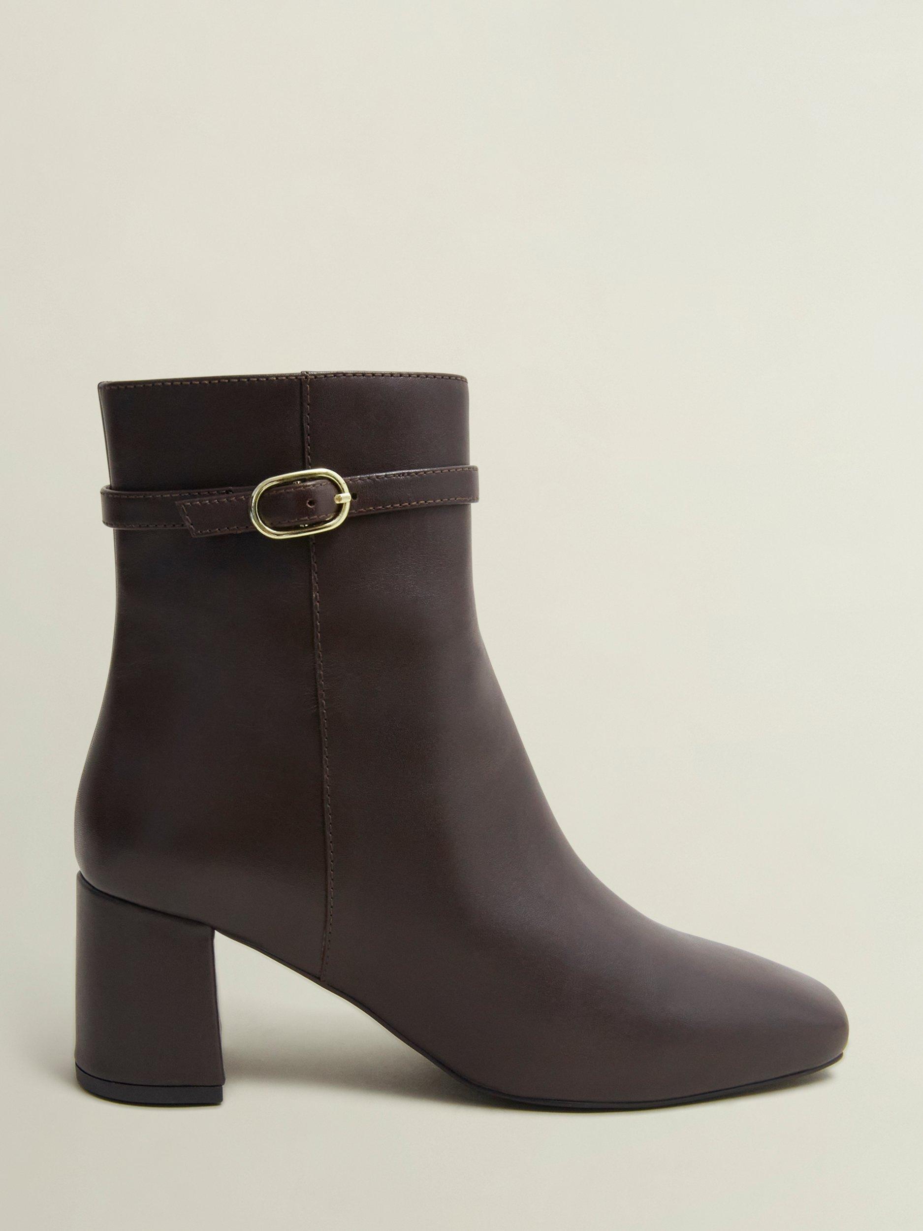 Hobbs Gabriella Leather Heeled Ankle Boots Chocolate Brown