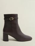 Hobbs Gabriella Leather Heeled Ankle Boots, Chocolate Brown