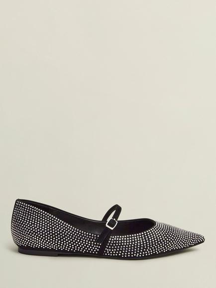 Hobbs Sabina Mary Jane Embellished Ballerina Pumps, Silver, Silver