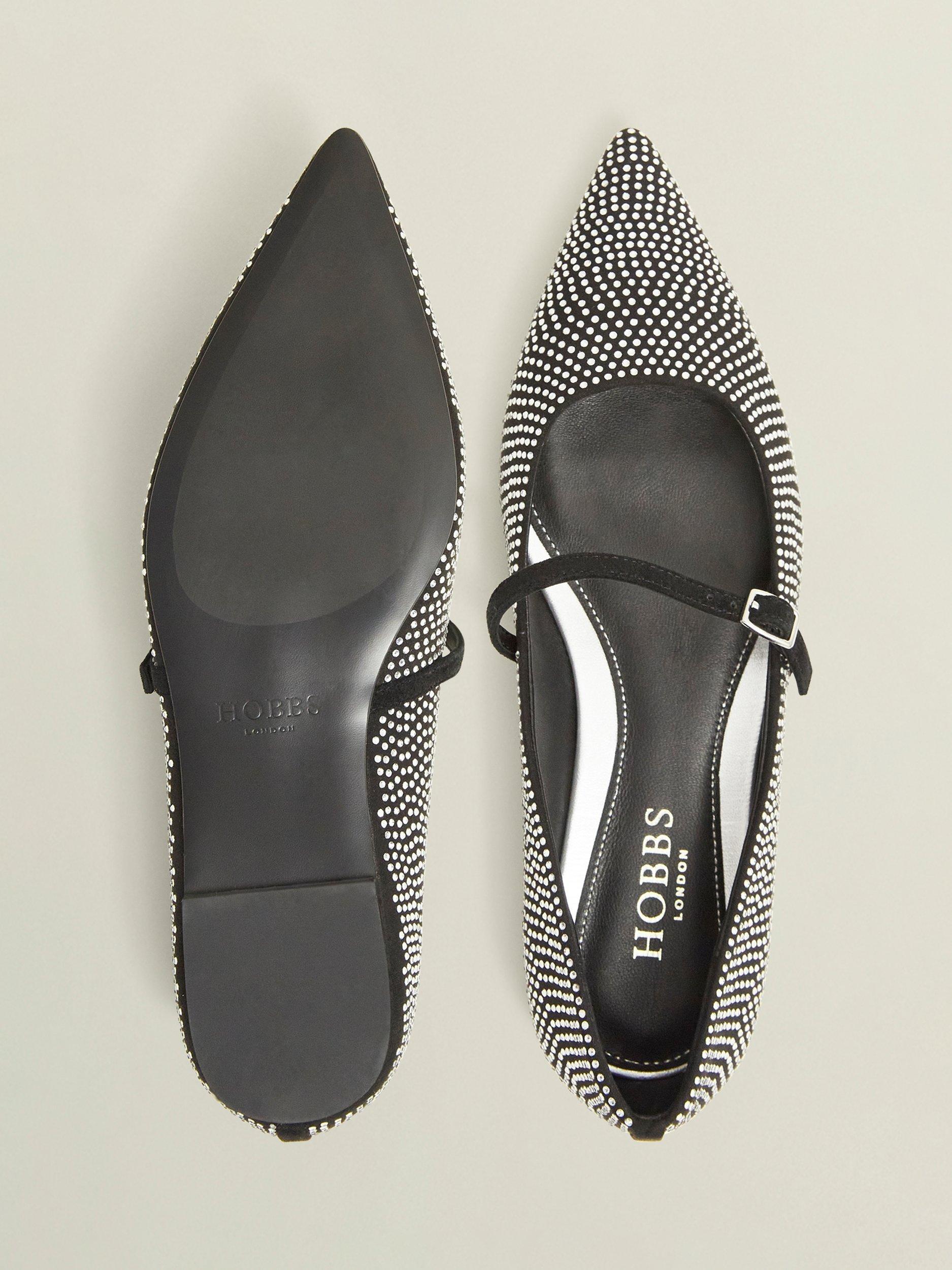 Product image 2 of 6, which shows Hobbs Sabina Mary Jane Embellished Ballerina Pumps, Silver, 3
