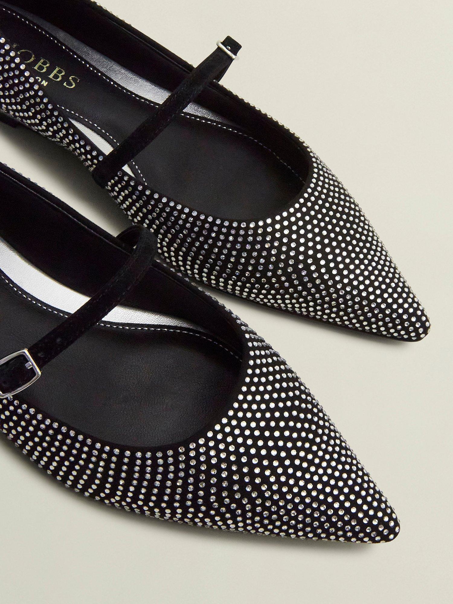 Product image 5 of 6, which shows Hobbs Sabina Mary Jane Embellished Ballerina Pumps, Silver, 3
