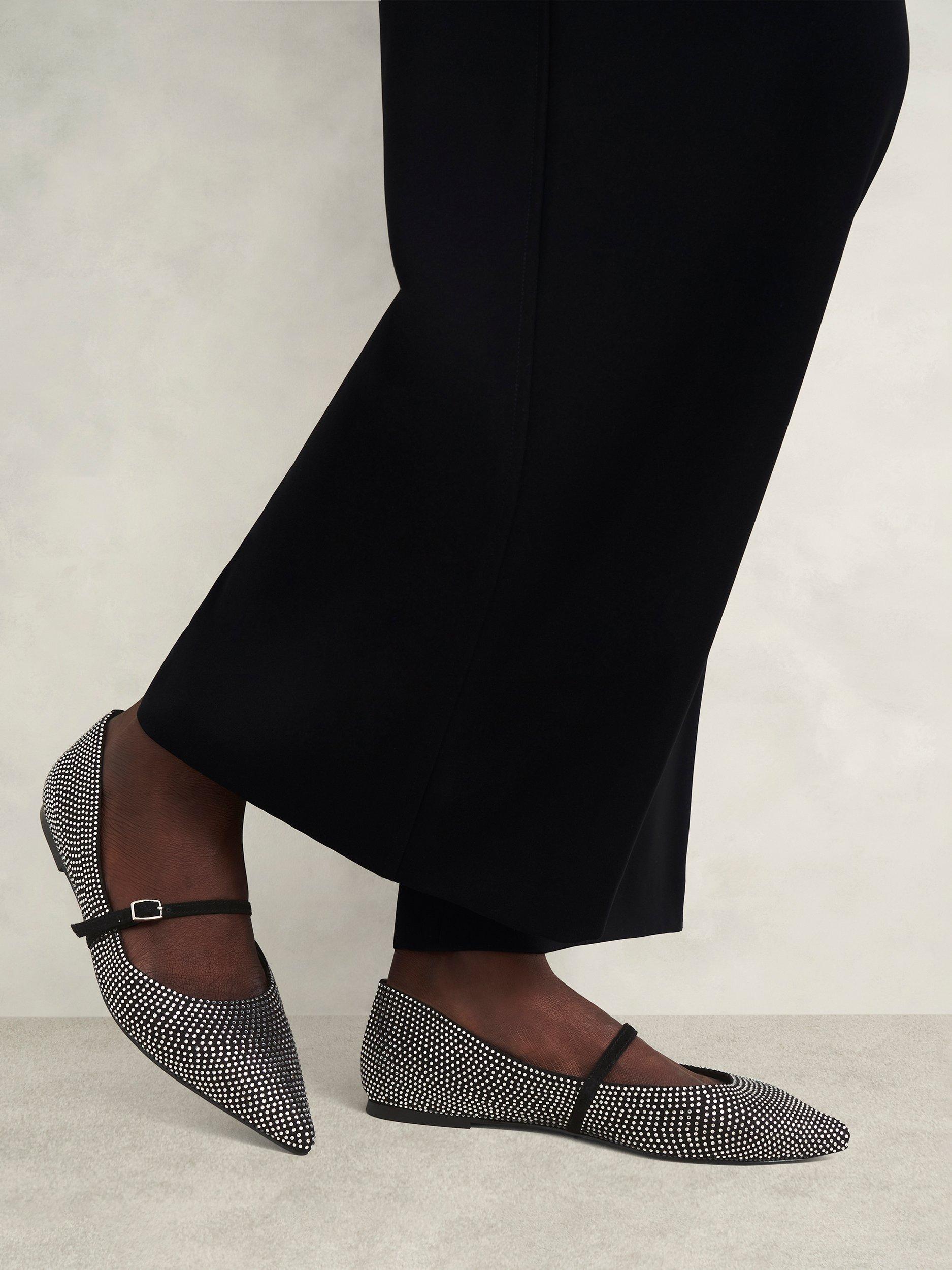 Product image 6 of 6, which shows Hobbs Sabina Mary Jane Embellished Ballerina Pumps, Silver, 3