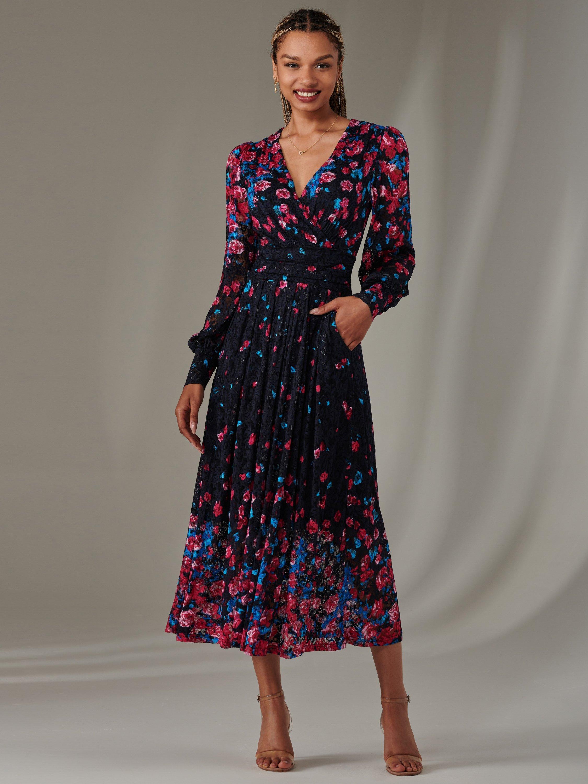Product image 3 of 6, which shows Jolie Moi Dali Lace Maxi Dress, Pink/Multi, 8