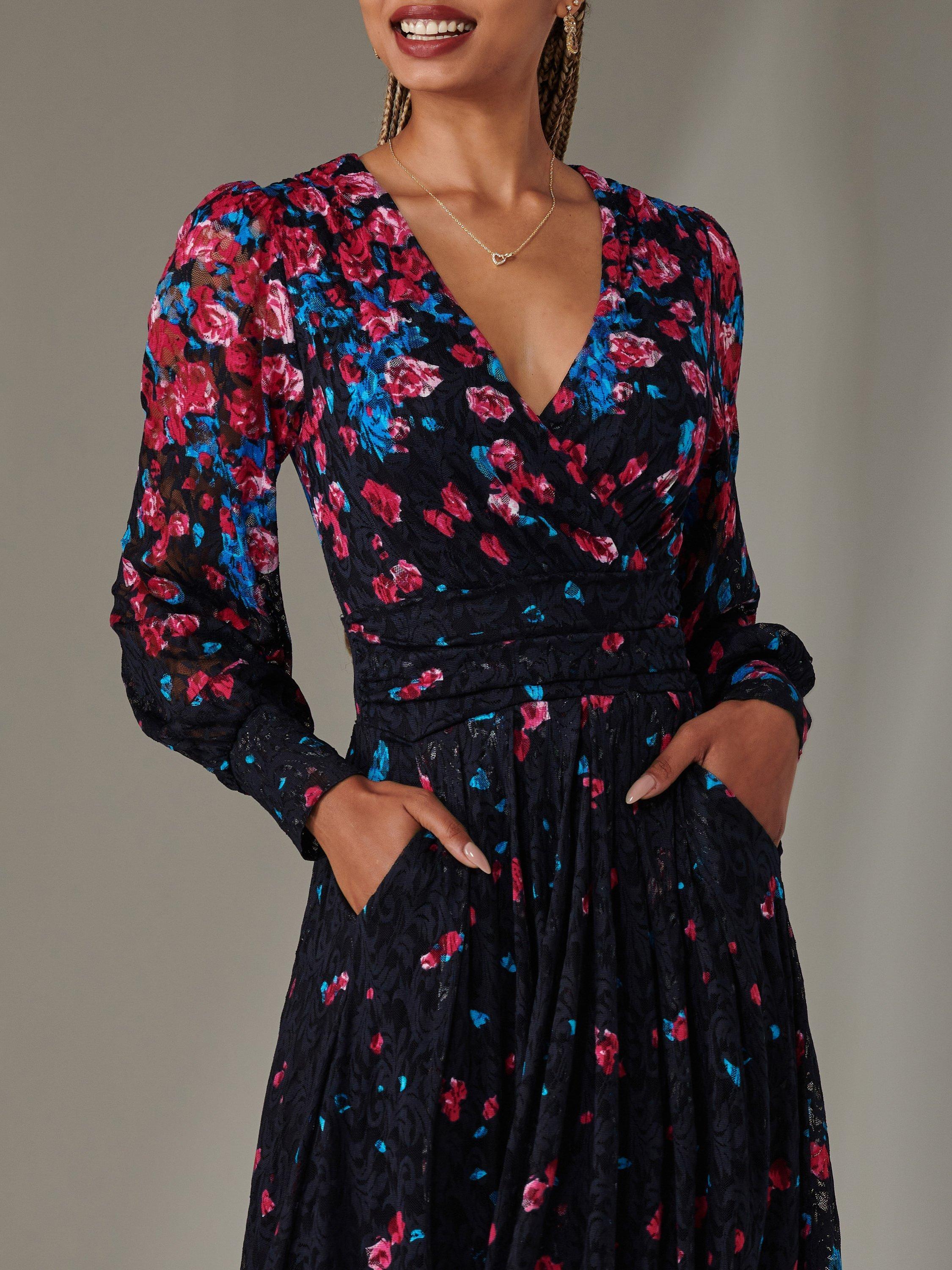 Product image 4 of 6, which shows Jolie Moi Dali Lace Maxi Dress, Pink/Multi, 8