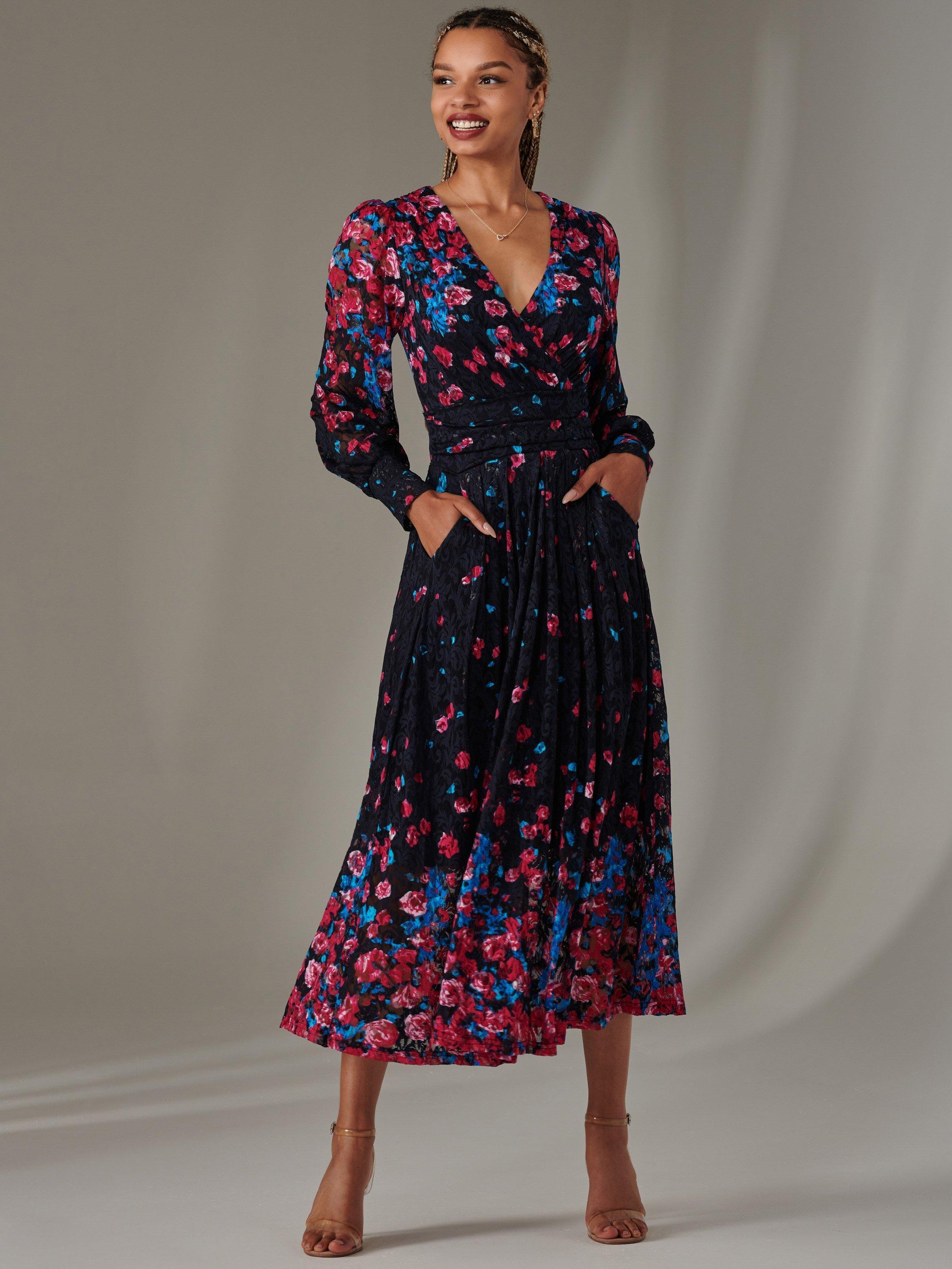 Product image 6 of 6, which shows Jolie Moi Dali Lace Maxi Dress, Pink/Multi, 8