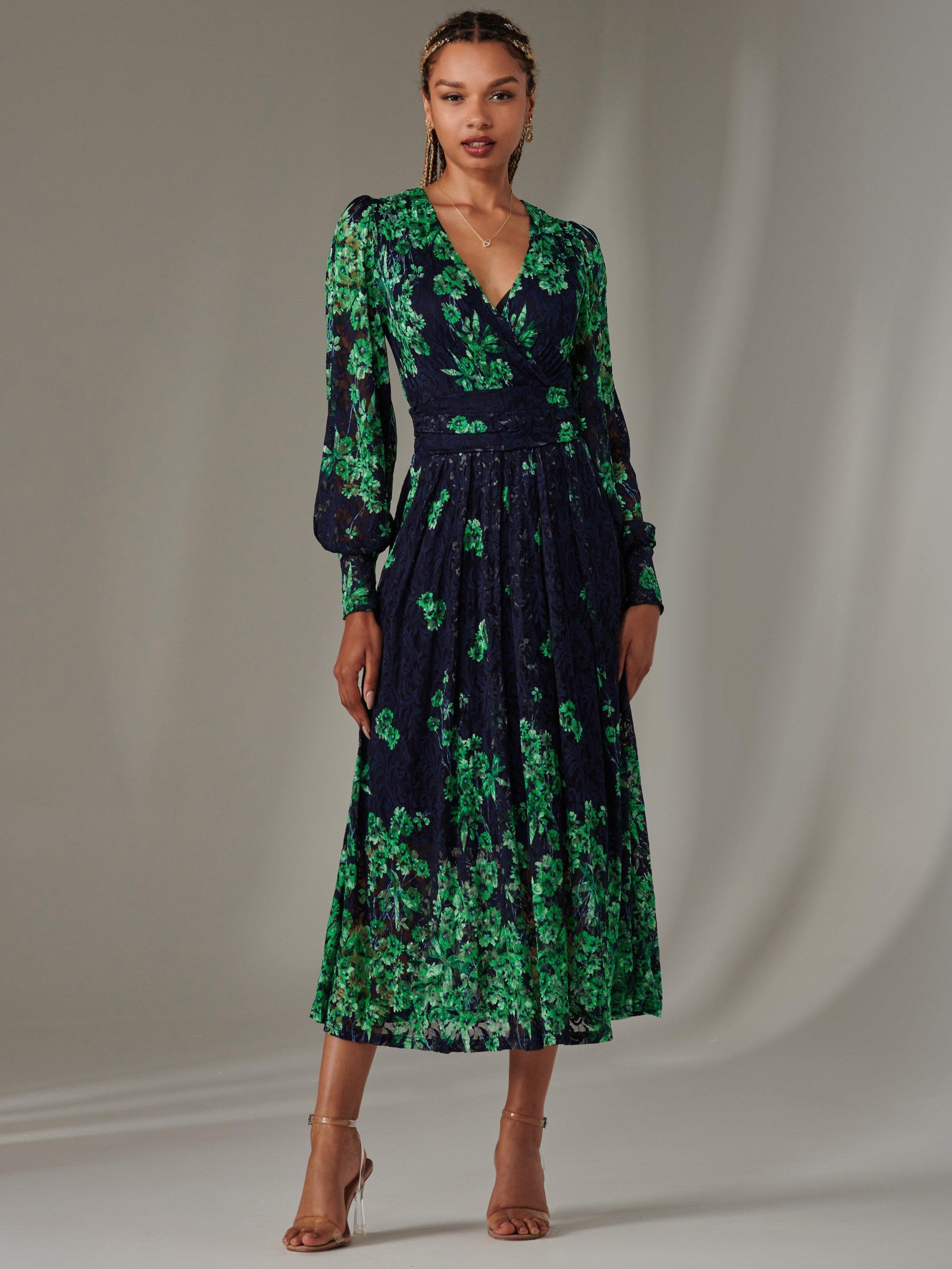 Product image 1 of 6, which shows Jolie Moi Dalia Lace Maxi Dress, Green, 8