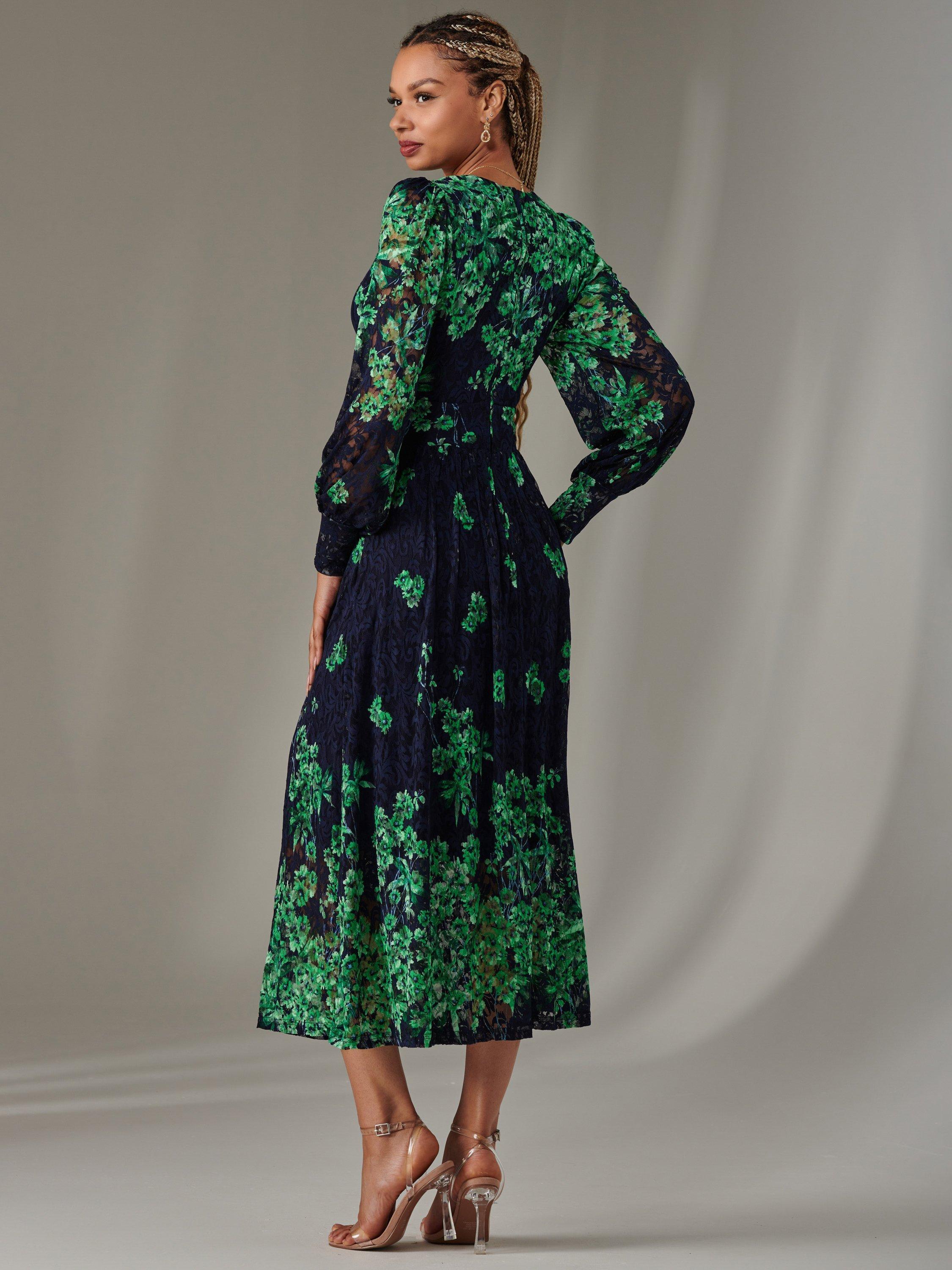 Product image 2 of 6, which shows Jolie Moi Dalia Lace Maxi Dress, Green, 8