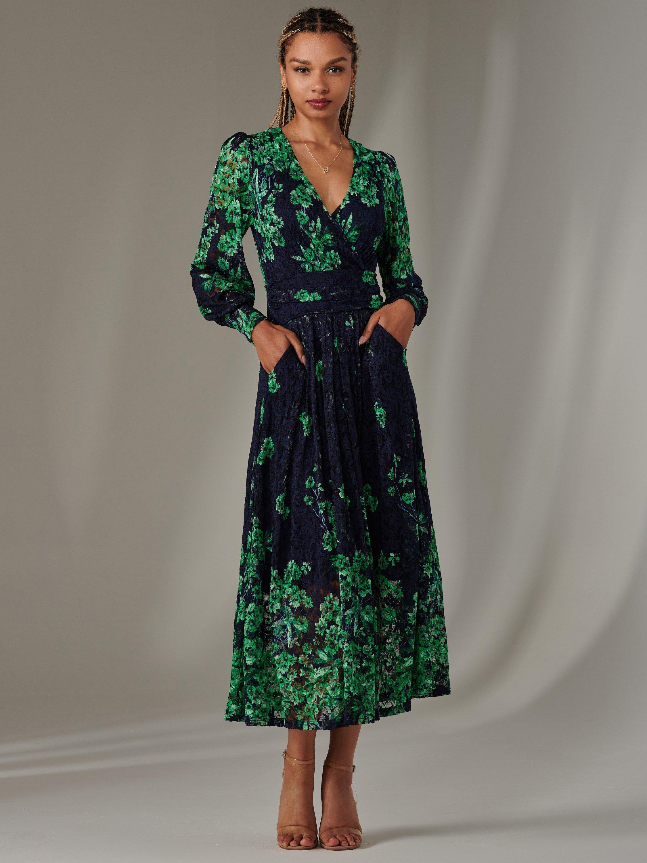 Product image 3 of 6, which shows Jolie Moi Dalia Lace Maxi Dress, Green, 8