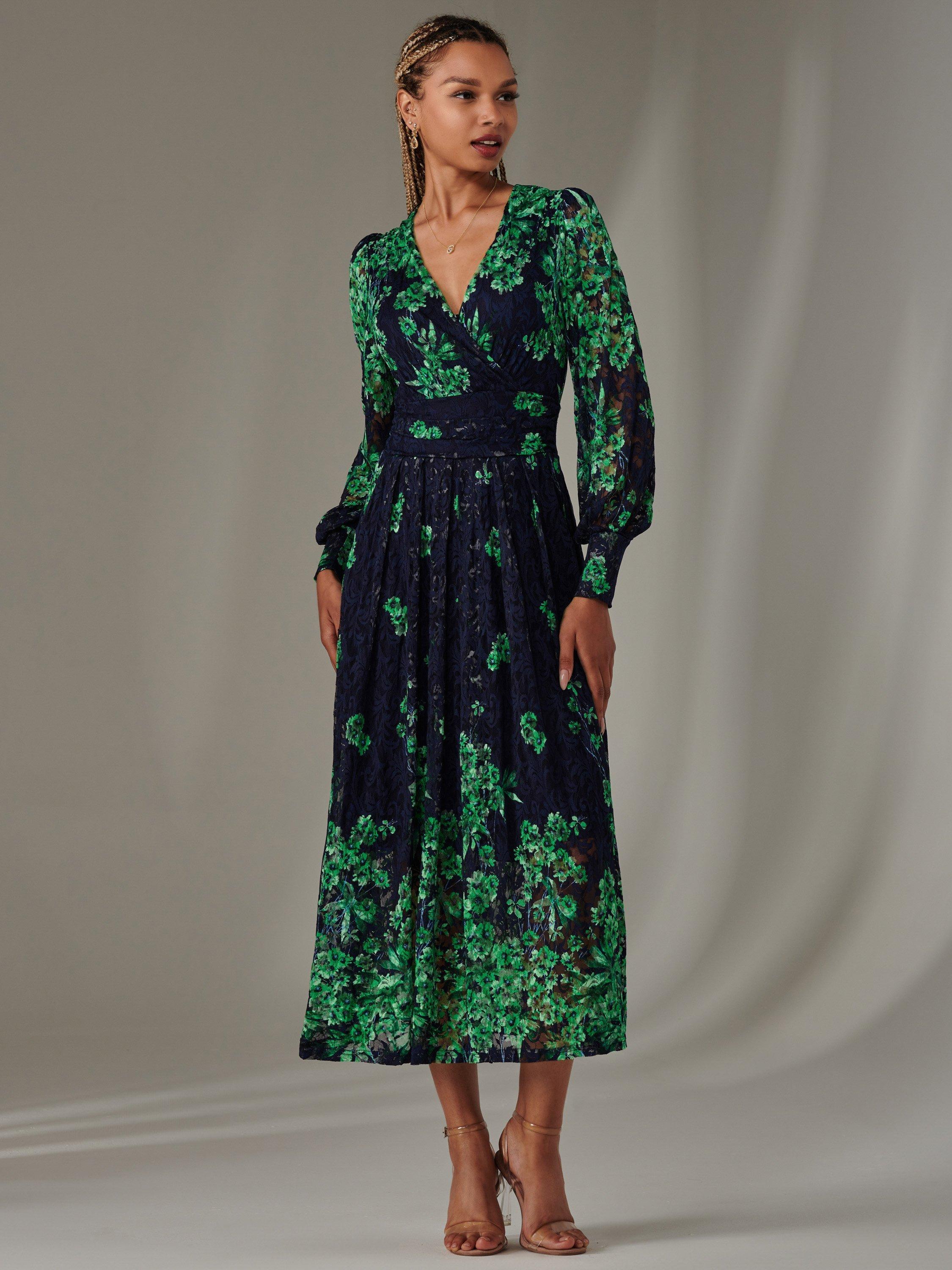Product image 5 of 6, which shows Jolie Moi Dalia Lace Maxi Dress, Green, 8