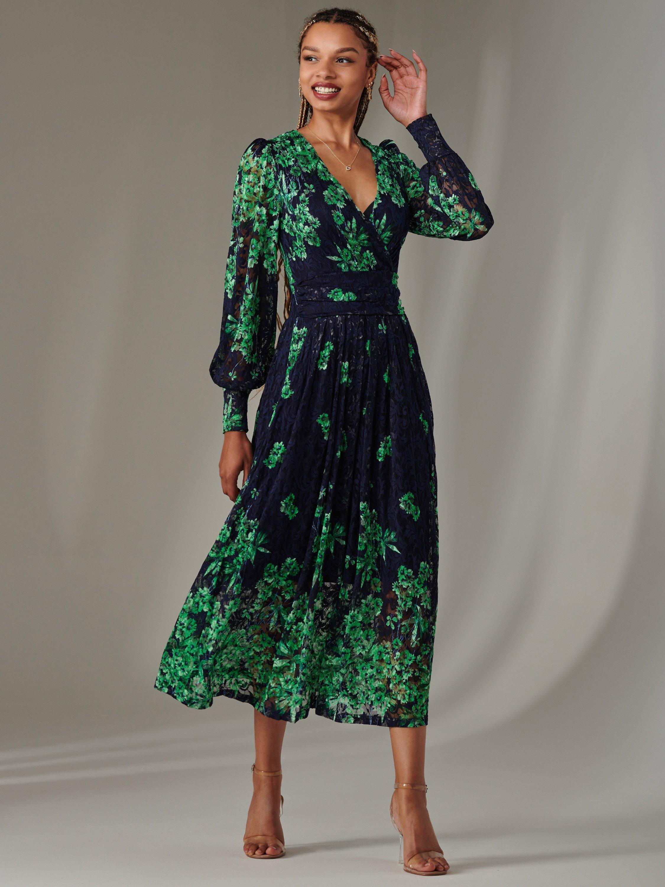 Product image 6 of 6, which shows Jolie Moi Dalia Lace Maxi Dress, Green, 8