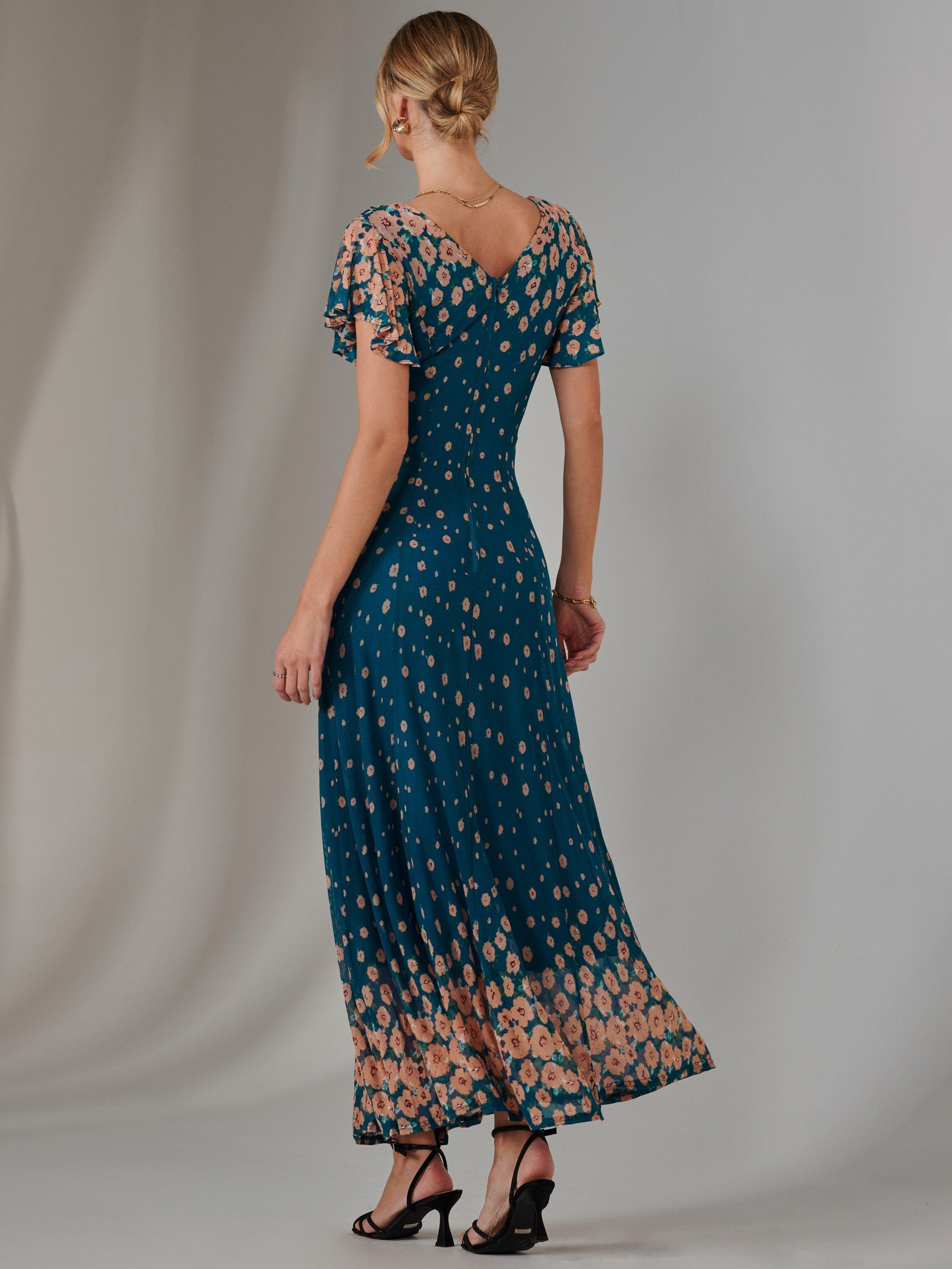 Product image 2 of 6, which shows Jolie Moi Gina Floral Maxi Dress, Teal/Multi, 8