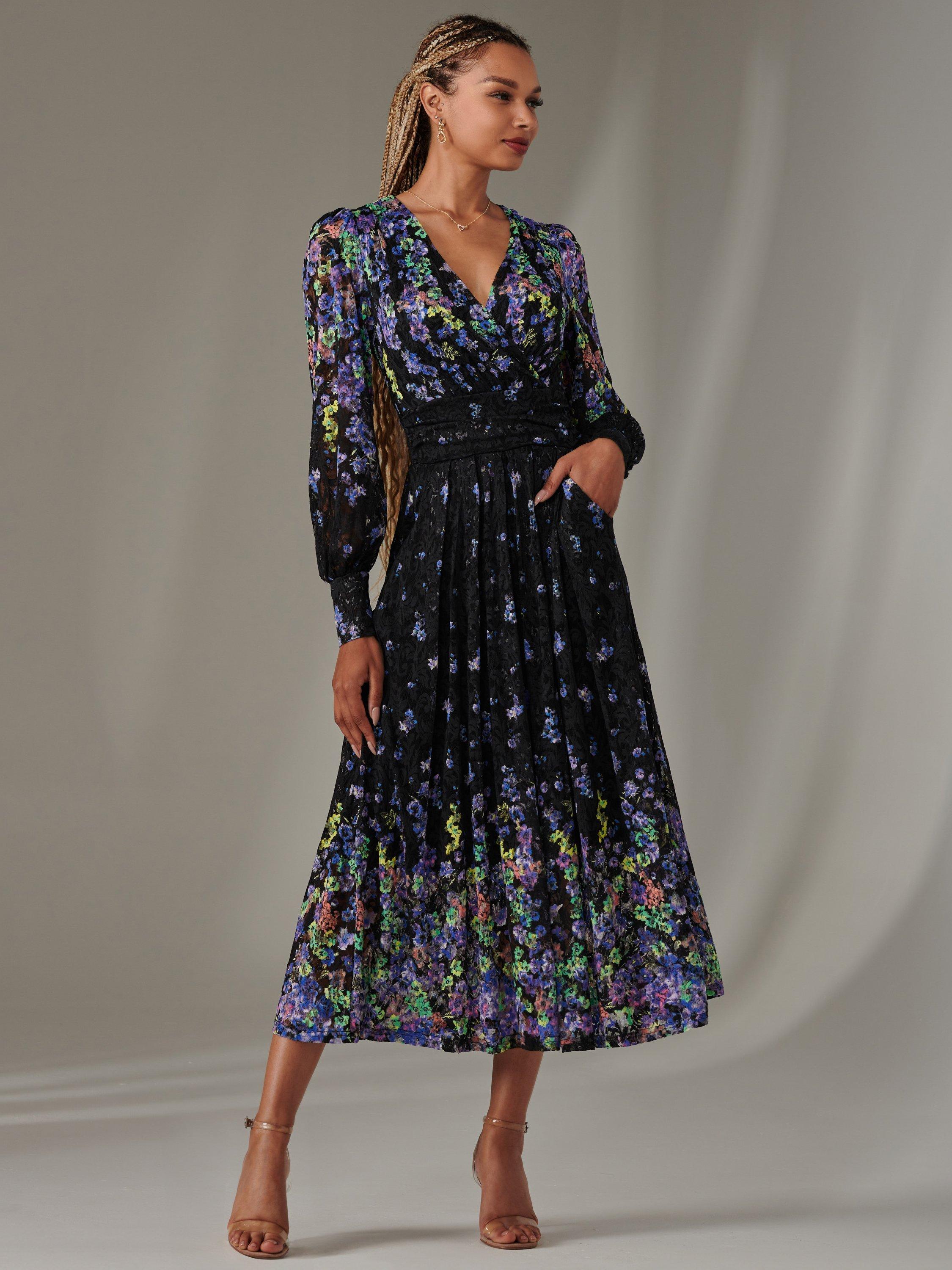 Product image 6 of 6, which shows Jolie Moi Dali Lace Maxi Dress, Purple/Multi, 8