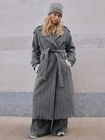 Albaray Herringbone Wool Blend Trench Coat, Grey