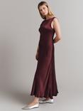 Ghost Aurelie Tie Back Satin Midiaxi Dress, Wine