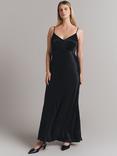 Ghost Eden Satin Slip Dress, Black