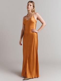Ghost Eden Satin Maxi Slip Dress, Orange