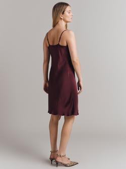 Ghost Hazel Cowl Neck Satin Slip Mini Dress - view 2, Wine