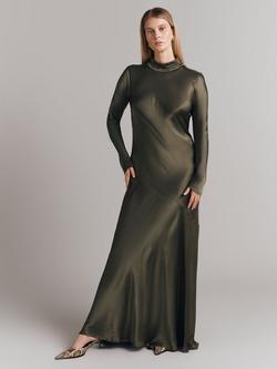 Ghost Rayna High Neck Low Back Maxi Dress, Dark Green